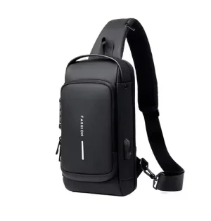WIWU MASTER FINGERPRINT LOCK CROSSBODY CHEST BAG - BLACK